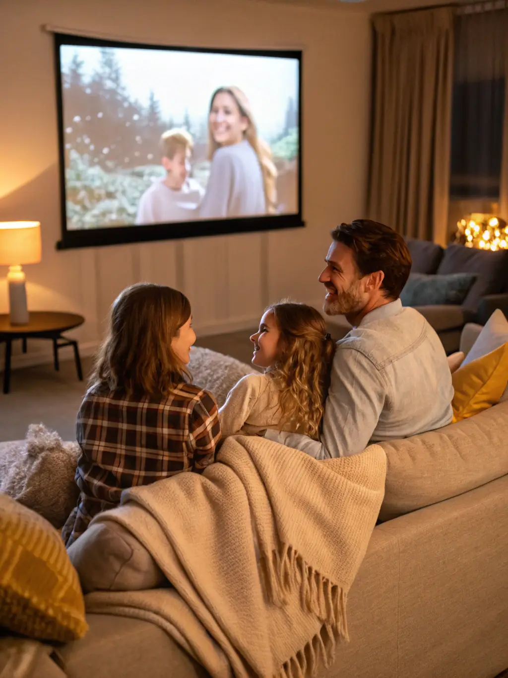A family looking relieved and secure in their home, symbolizing the peace of mind achieved through effective debt management and asset protection.