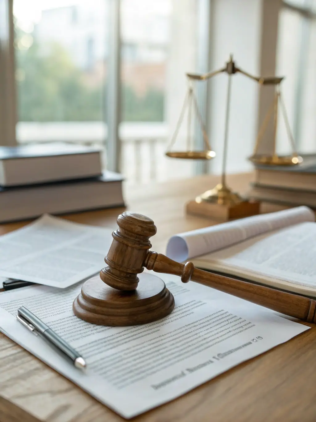A gavel resting on a stack of legal documents, symbolizing legal solutions for debt relief.